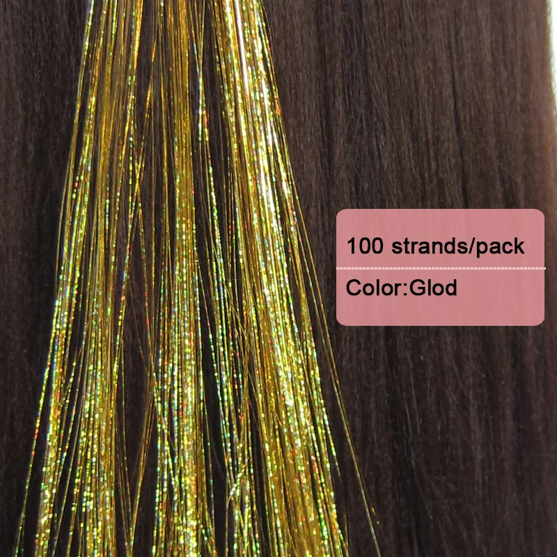 

Jeedou 100strands 10g 80cm Flash Thin Line Hair Weaving Synthetic Hair Extensions Blue Green Glod Silver Red Color Hairpieces