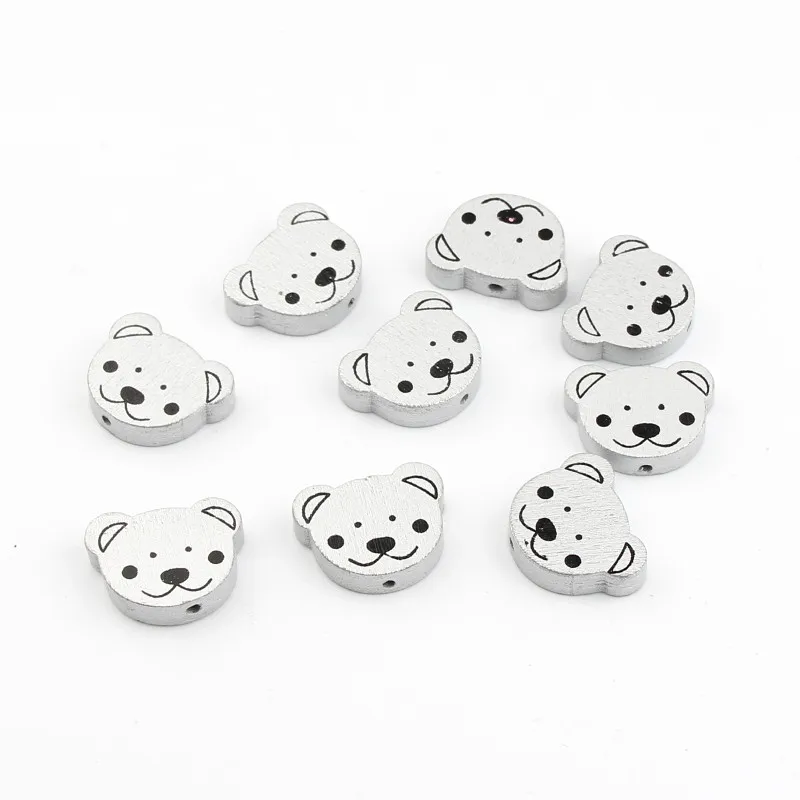 20pcs Wooden Beads 24x19mm Sliver Color Bear Shape Wood for jewelry Making DIY Baby Rattle Pacifier clip | Украшения и аксессуары