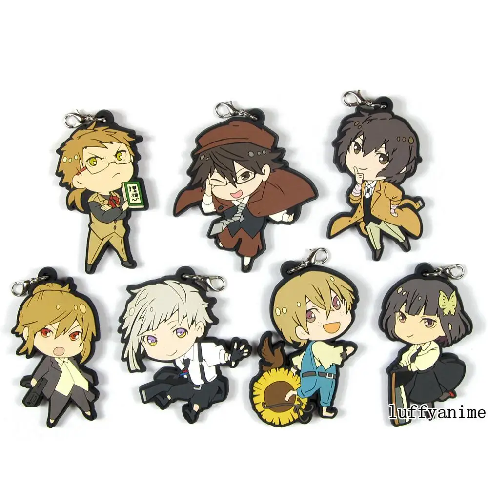 

Bungo Stray Dogs Mascot Pendant Nakajima Atsushi Kunikida Doppo Akiko Yosano Higuchi Ichiyo Anime trading Rubber Strap Keychain