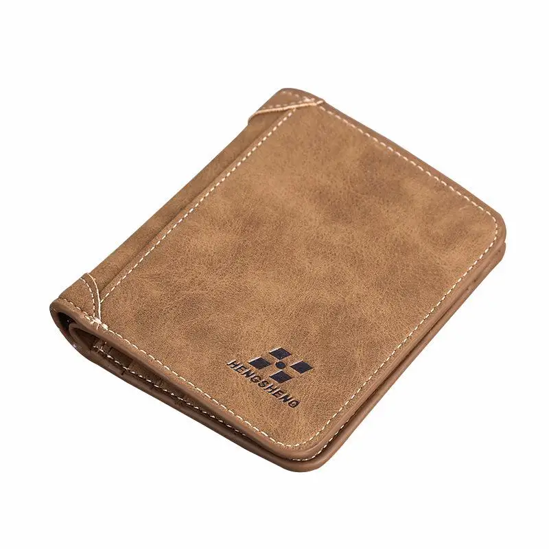 Мужской кошелек ретро повседневный кожаный кошелек короткий billeteras para hombre carteira мужской кошелек 3 в 1 держатель для карт - Цвет: Coffee 1
