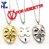 heyu moive jewelry v for vendetta anonymous mask hip hop pendant hacker mask alloy necklace fashion gaes chaveiro 4 colors