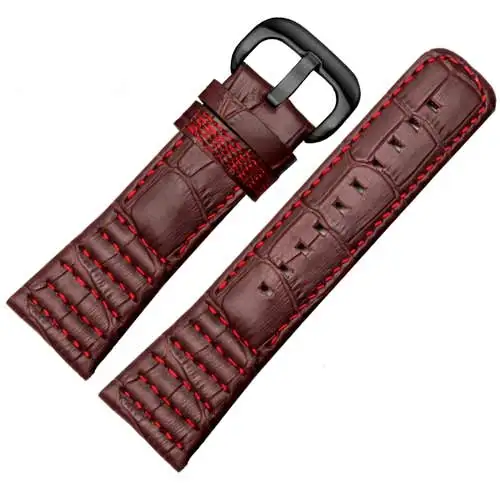 brown red black 28 мм ремешок из натуральной кожи с пряжкой из нержавеющей стали Замена ремня из коровьей кожи для семи пятниц - Цвет ремешка: brown red black