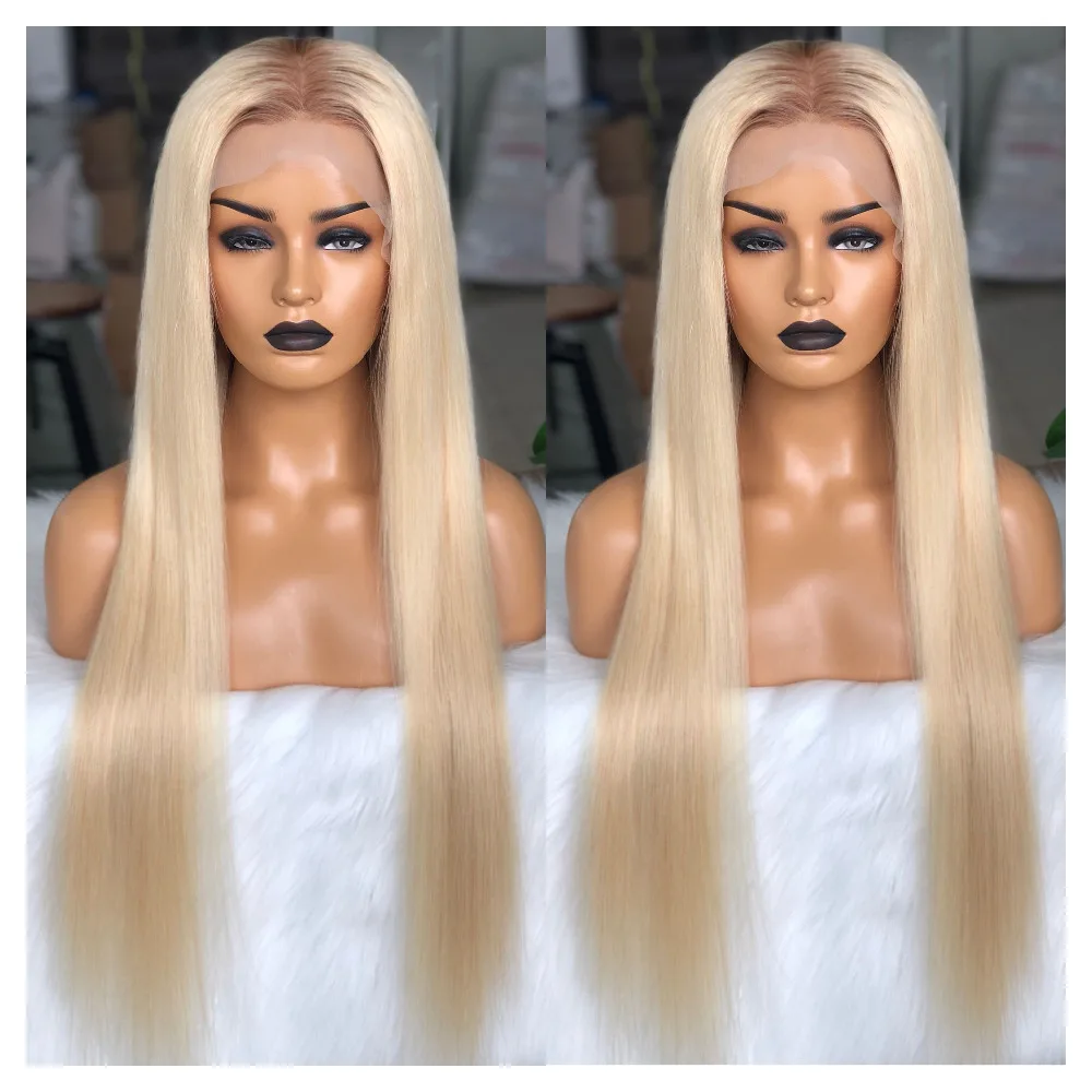 Fabwigs Ombre 613 блонд полностью кружевные человеческие волосы парики предварительно выщипанные с детскими волосами прозрачные кружевные парики для женщин бразильские Remy