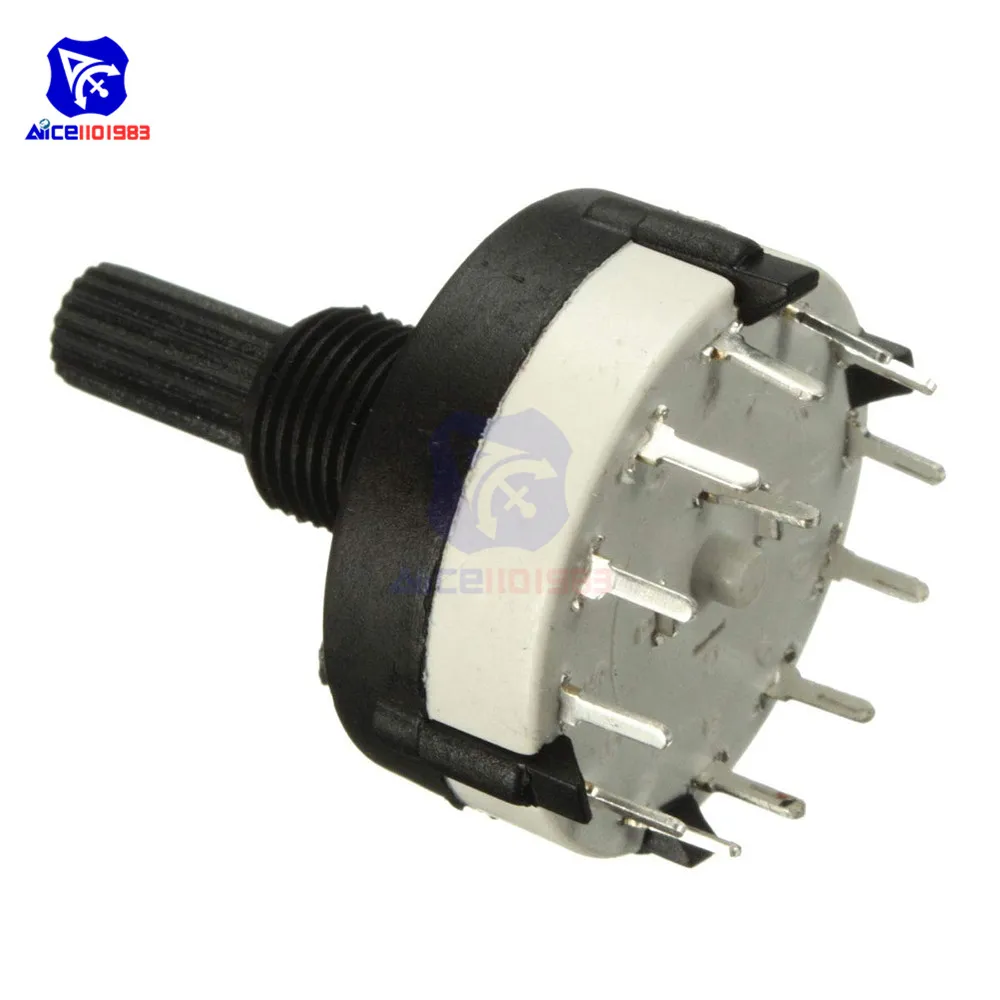 Rotary Switch 26mm Diameter 6mm Shaft 3 Knives 4 Files Adjustable Gear with Knob for Arduino | Электронные компоненты и