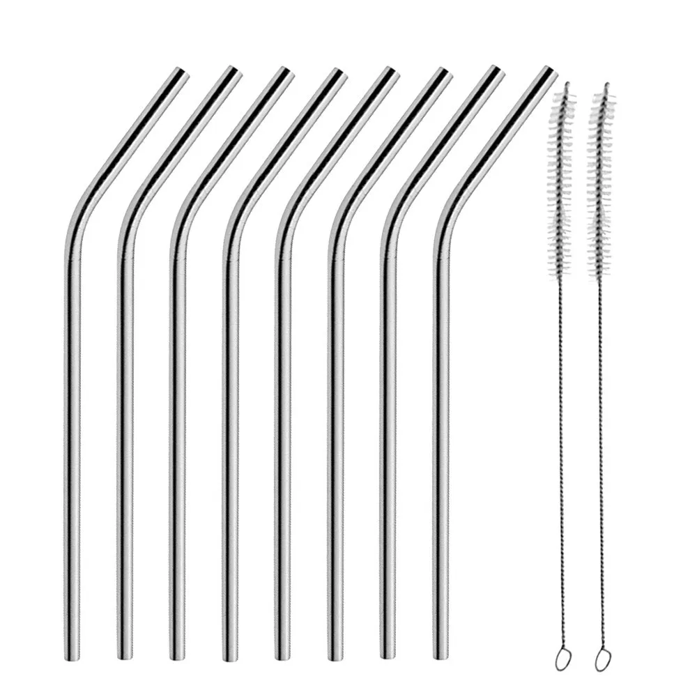 8 длинных питьевых соломинок из нержавеющей стали подходит для чашек 20 унций и 30