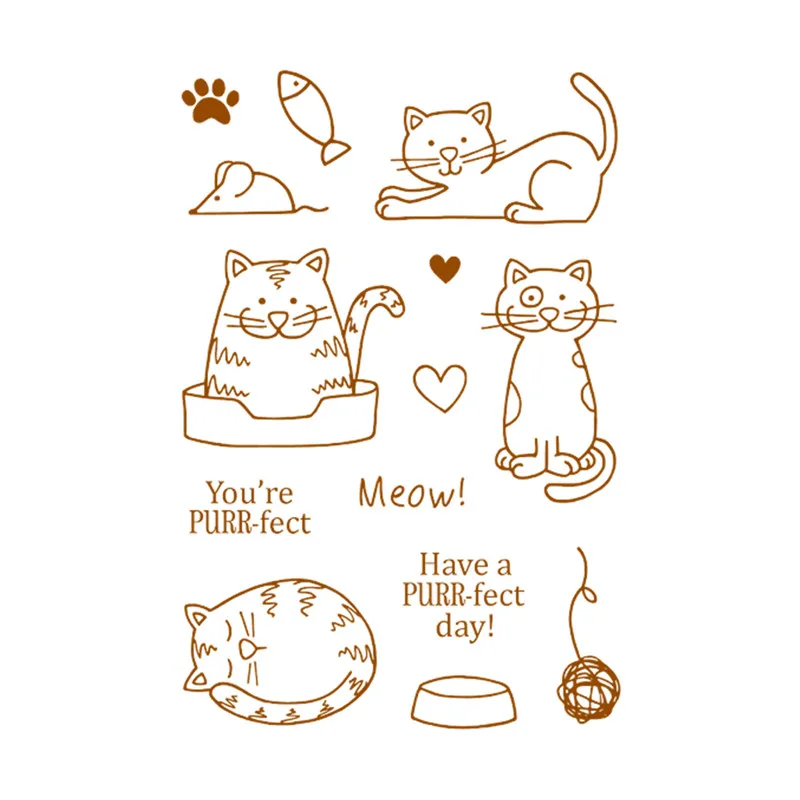 GJCrafts Cute Cats Metal Cutting Dies Cat and Fish Stamps Scrapbook Paper Craft Knife Mould Blade Punch Stencils | Дом и сад
