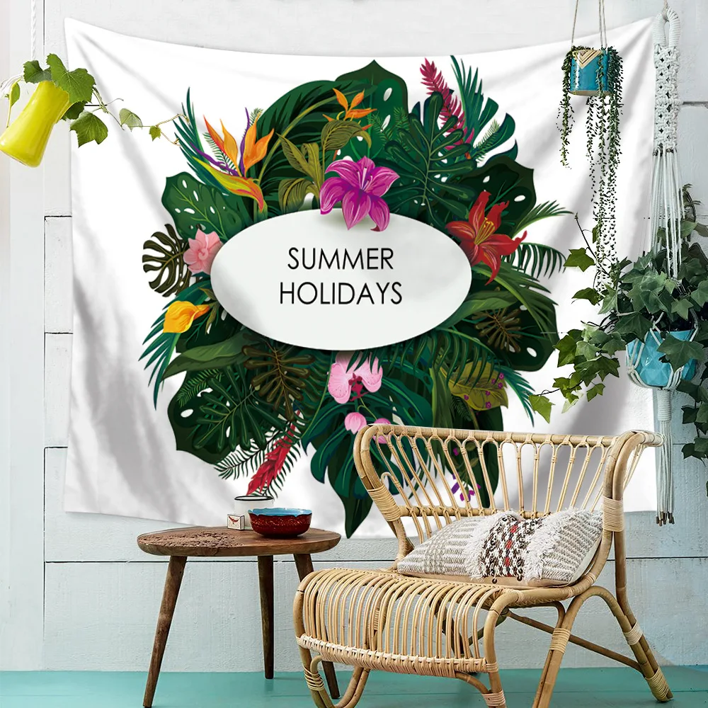 RZCortinas зеленый лист настенный гобелен для украшения дома простыня полиэстер