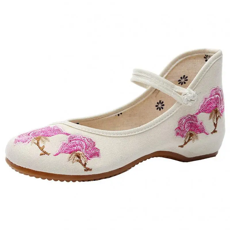 Женские тканевые туфли Old Beijing с вышивкой китайские парусиновые на плоской