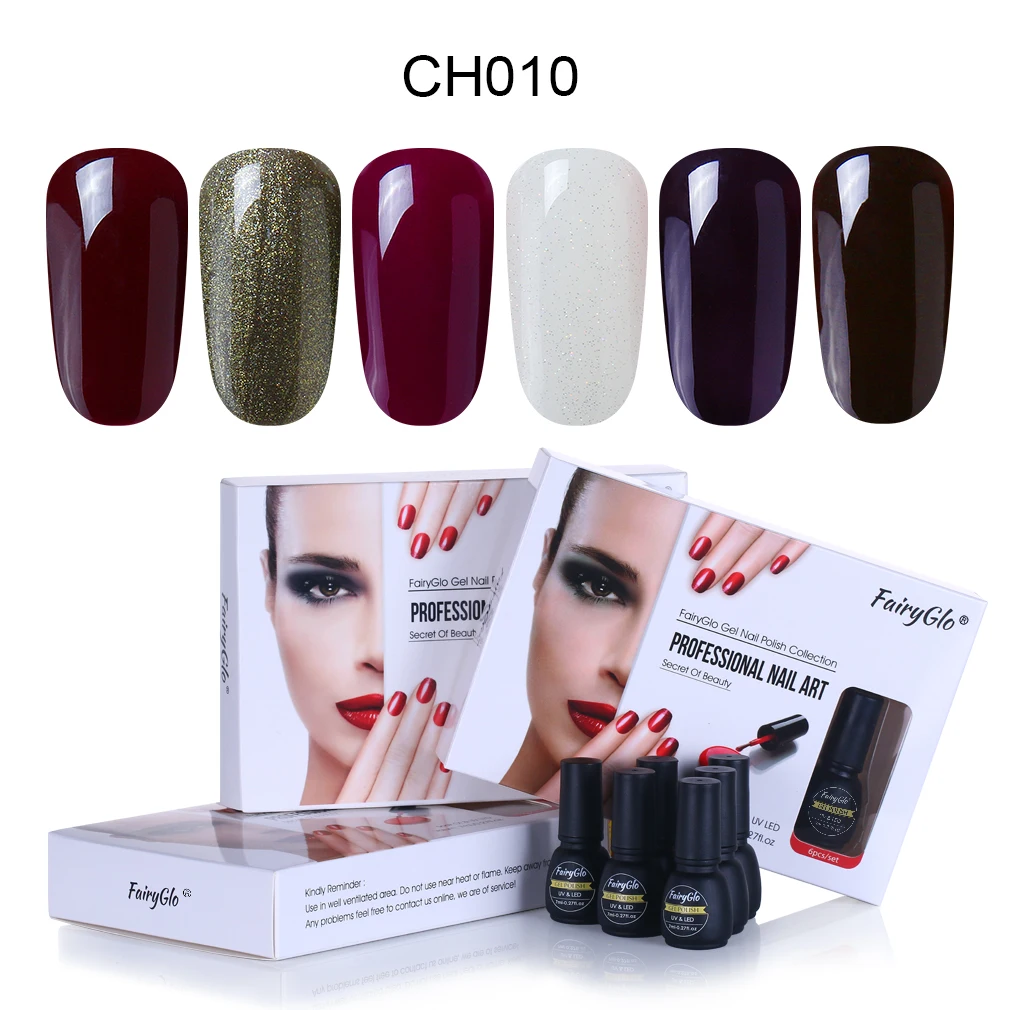 010 Fairyglo для ногтей гель комплект 6 шт./лот УФ светодиодный Гель-лак для ногтей Однотонная одежда био-Гели Soak Off полу Perment Гибридный Gelplish Hyird Lucky лак набор - Цвет: 010