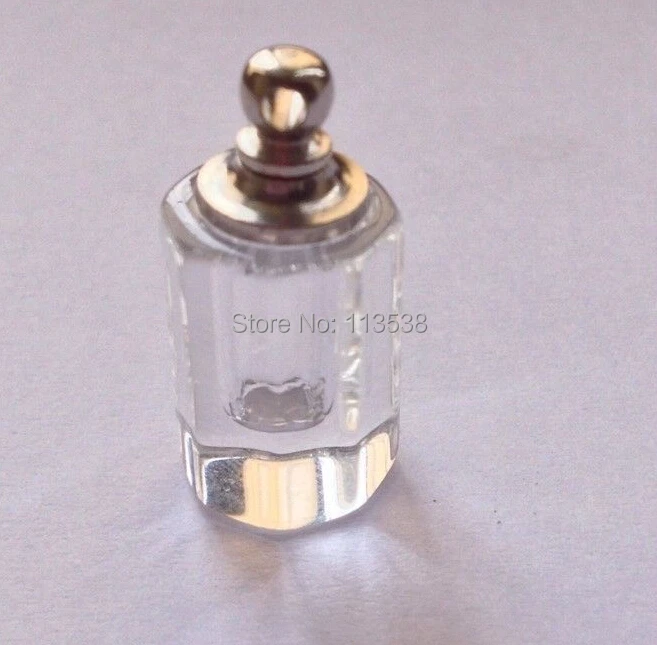 

100pcs Facet Clear Glass Vial Pendant for Necklace rice art pendant SCREW CAP, name on rice Art Rhinestone Essential oil pendant
