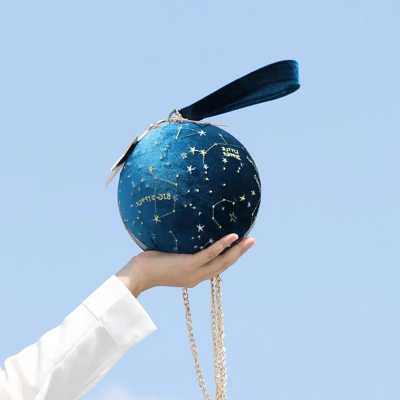 2018 Новая мода планета пакет бархат Star Ball посылка маленькое Круглый Сумка