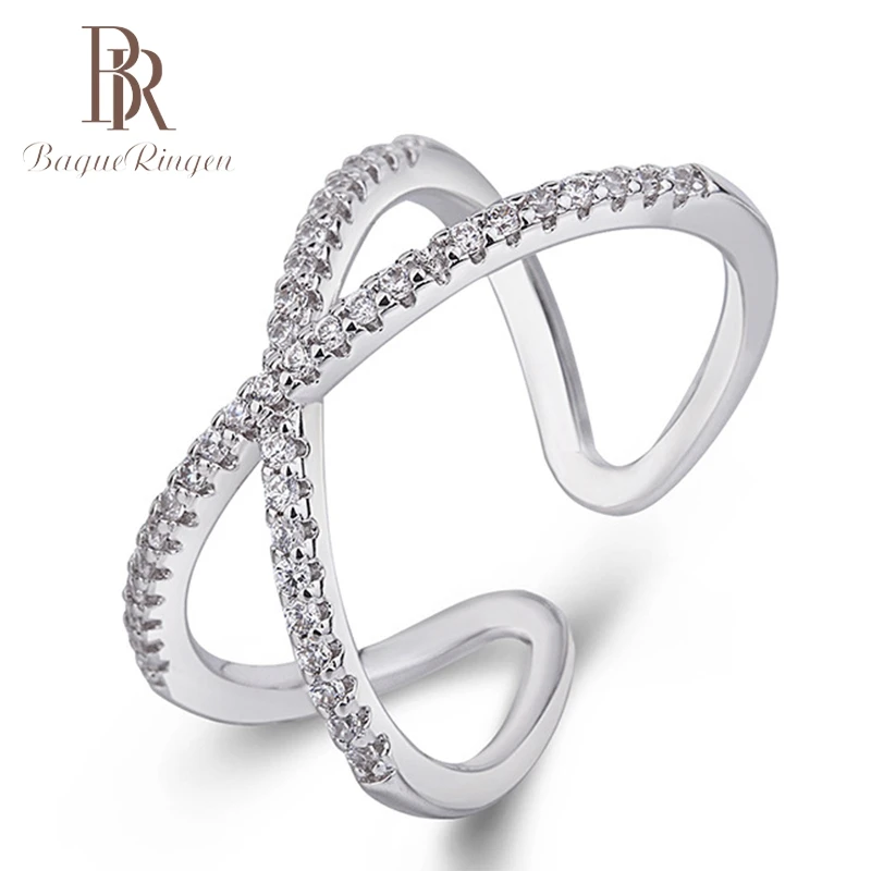 Кольцо Bague Ringen Новые поступления 925 пробы серебро открытое циркониевое кольцо