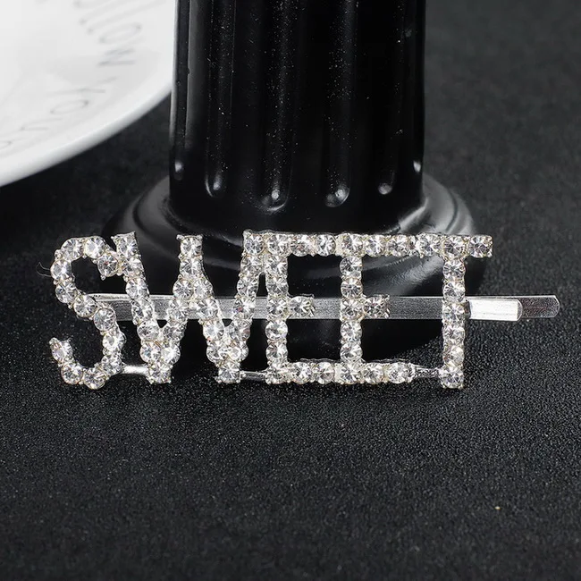SWEET 1 шт. блестящие милые сексуальные заколки для волос с надписью, заколки для волос для девочек, инструмент для укладки, заколка с бриллиантами, женские аксессуары для волос - Цвет: SWEET