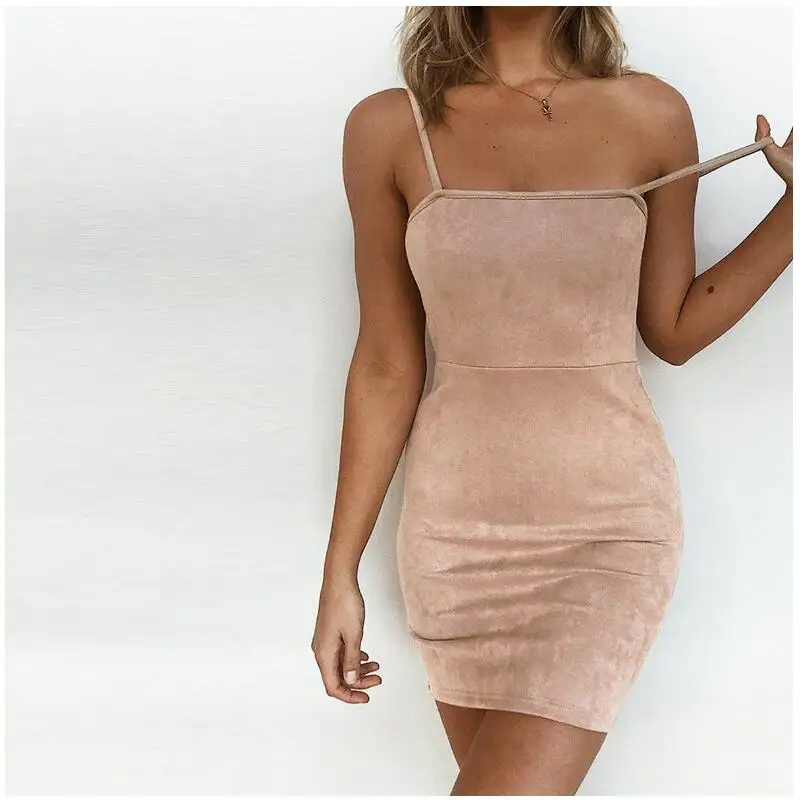 2019 Women's clothing Summer new style Suede suspender sexy dress D031 | Женская одежда