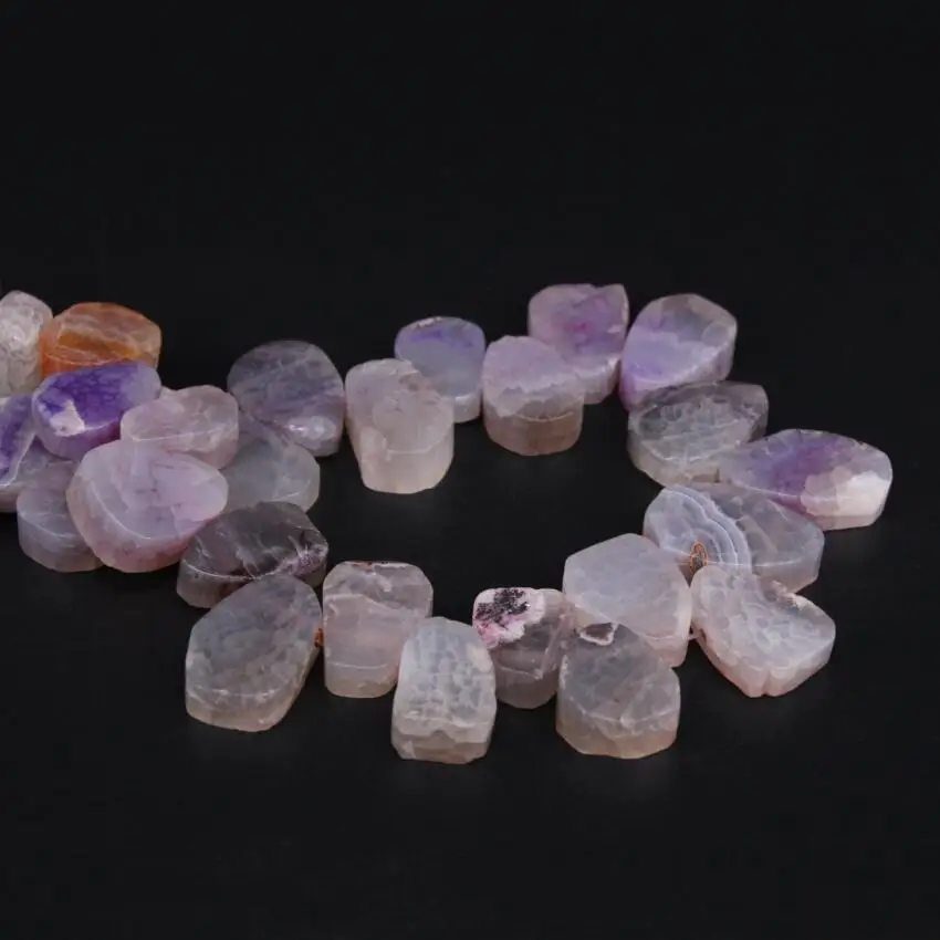 

15.5"/strand Purple Crack Agates Top Drilled Freeform Slab Loose Beads,Natural Onxy Stone Slice Nugget Pendants Jewelry Making