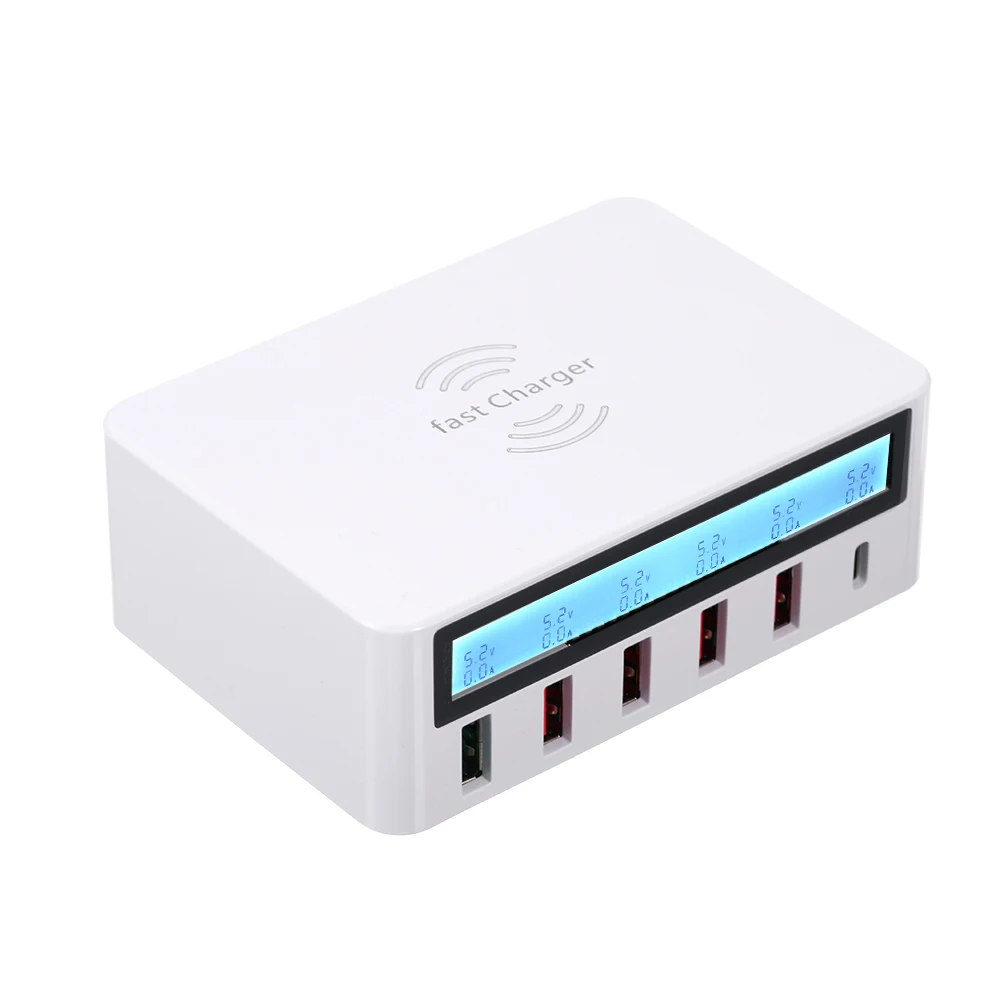 Умная зарядная станция с 6 портами LCD USB док Беспроводное зарядное устройство