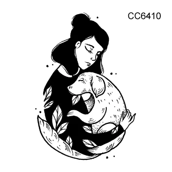 CC6410 Rocooart CC6 6X6 см маленькая винтажная Старая школа Стиль пистолет Девушки Женщины Черный Белый лицо временная татуировка наклейка боди-арт поддельные татуировки - Цвет: CC6410