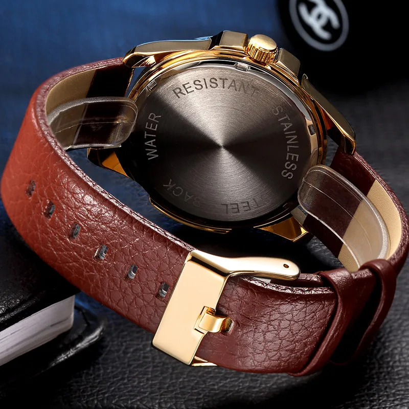 Роскошные мужские часы от известных дизайнеров с синим циферблатом датой и 3ATM