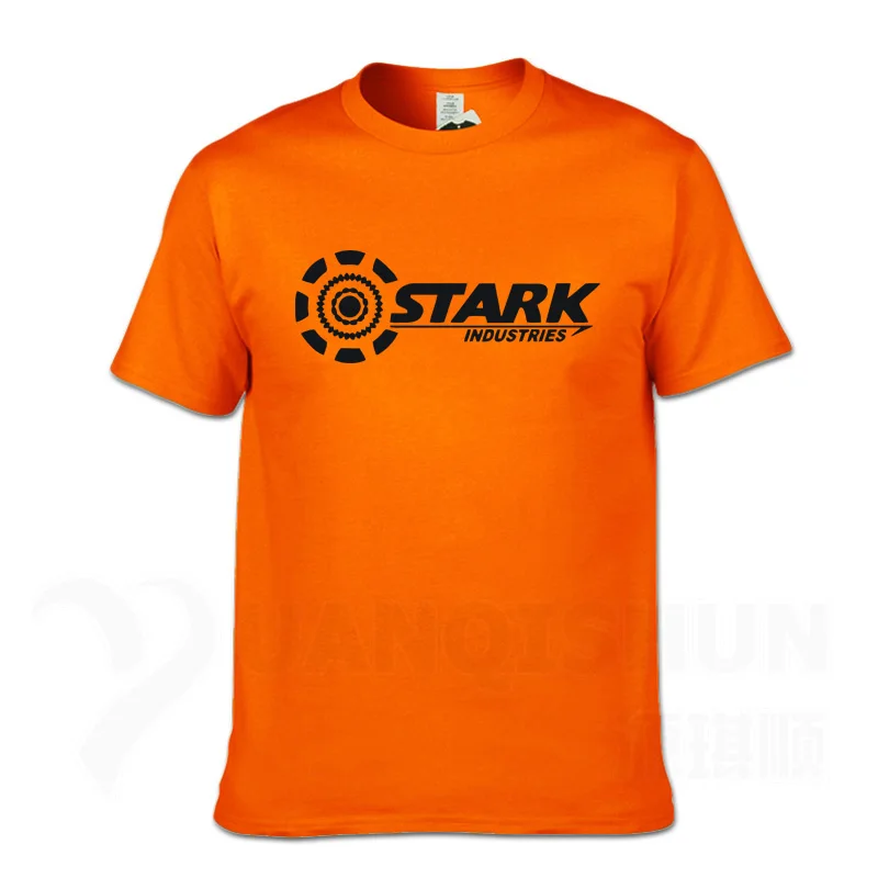 Orange Безупречные отрасли футболки Tony Stark iron man летние брендовые хлопковые футболки 16 цветов повседневные футболки с короткими рукавами для фитнеса - Цвет: Orange