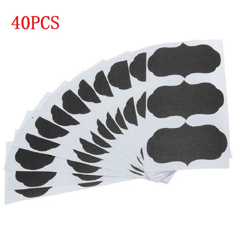 40PCS Кухня фруктовые банки Органайзер 40 шт./компл. доска Стикеры ремесло этикетки доска меловая Стикеры 5 см х 3,5 см черная доска - Цвет: 40PCS