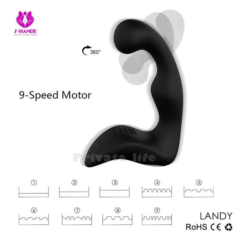 Беспроводной контроль 9 скоростей G Spot Prostata массажный силиконовый Анальная