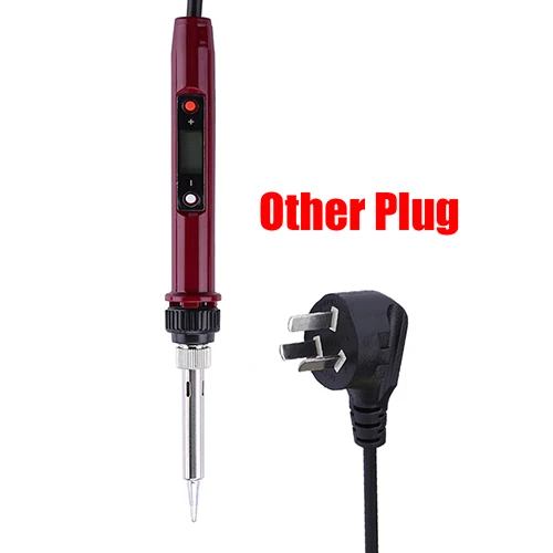RED other Plug Цифровой паяльник с ЖК-дисплеем, 80 Вт, 220 В, с регулятором температуры 180~ 480 ℃, припой, оловянный сварочный Утюг Fer a Souder, инструменты для самостоятельной пайки - Цвет: RED other Plug