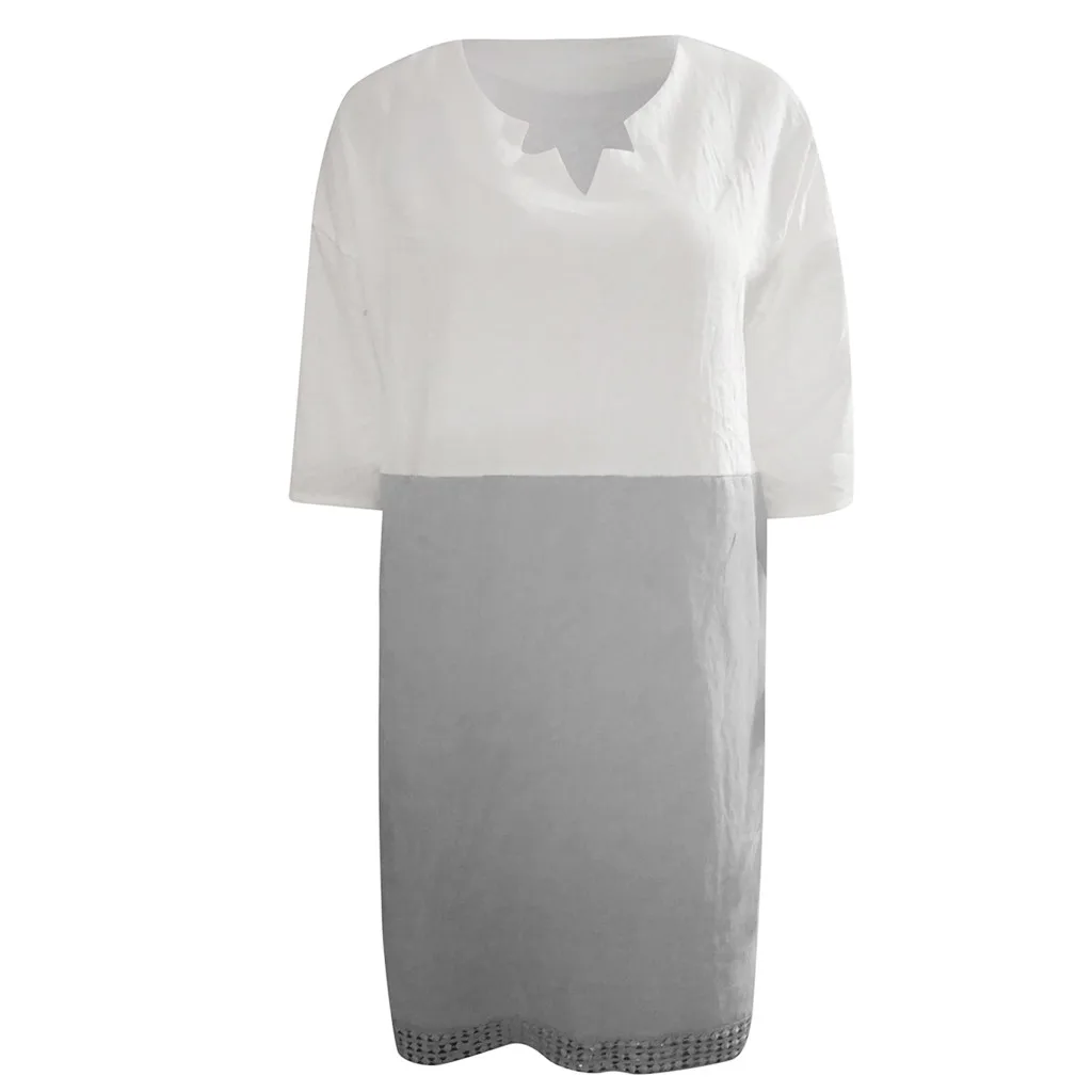 Женское свободное однотонное платье модное летнее Повседневное в стиле пэчворк