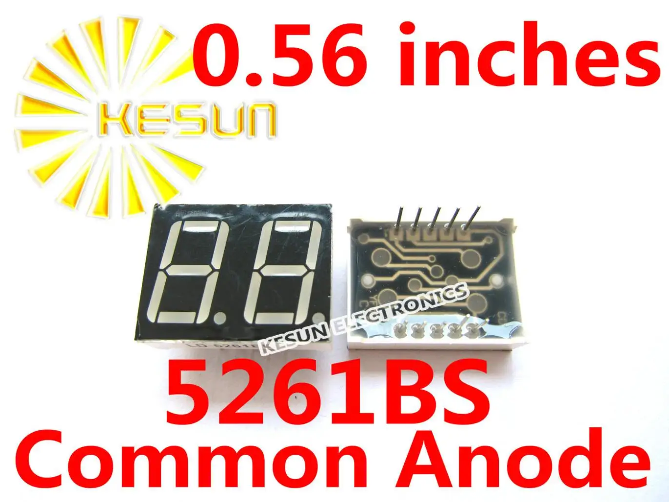 

5PCS x 0.56 inches Red Common Anode/Cathode 2 Digital Tube 5261BS 5261AS LED Display Module Light Beads