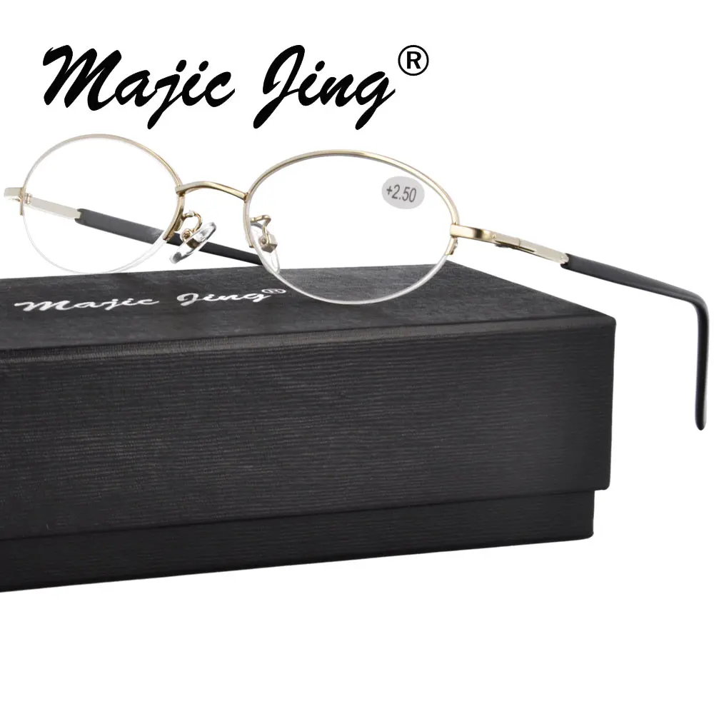 

Magic Jing Woman Metal Reading Glasses Half Rim Eyewear Eyeglasses ADD:+100~+400 818