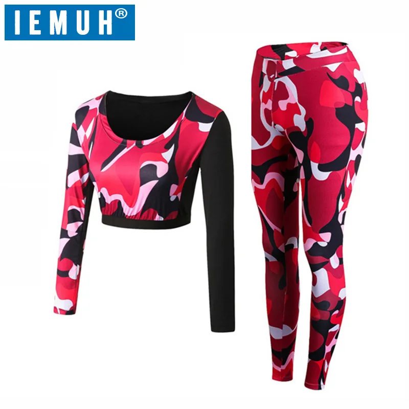 Бренд IEMUH женский костюм для йоги спортивная одежда костюмы женщин фитнеса набор
