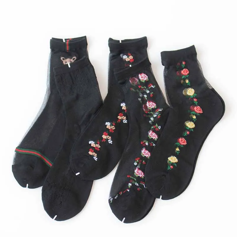 Женские короткие носки из хлопка ультратонкие Дышащие с цветком шипа 2019 | Женская
