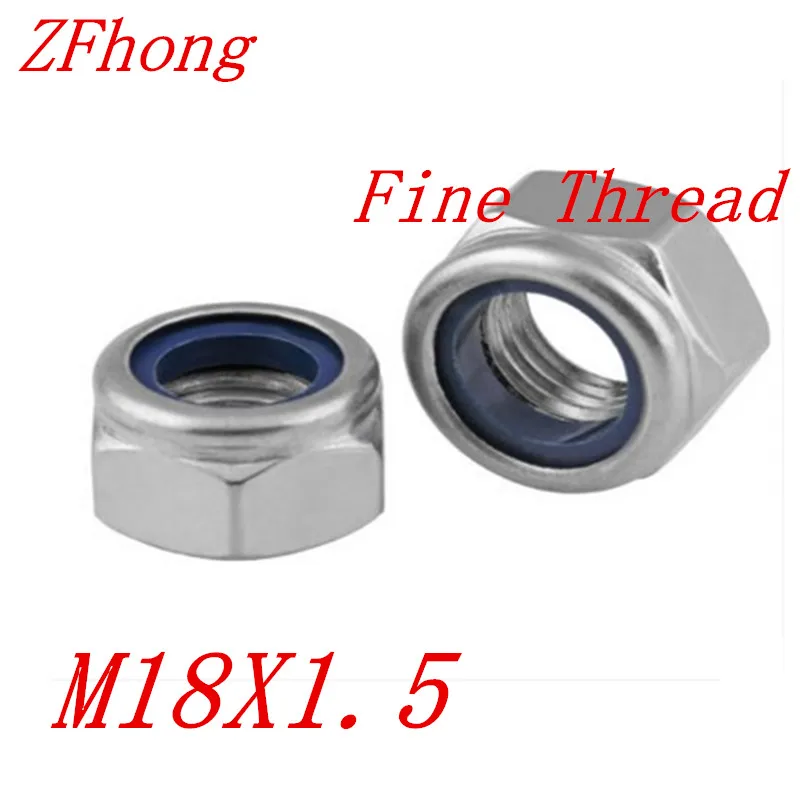 

2pcs/lot DIN985 Staniless Steel A2 M18*1.5 Fine Thread Nylon Lock Nut