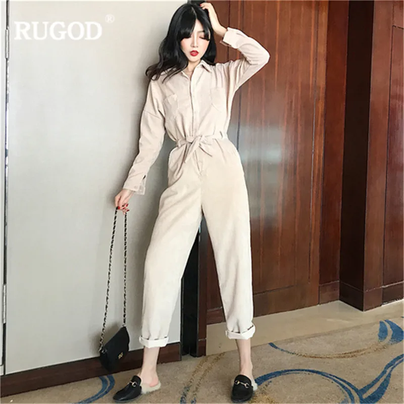 RUGOD/Новинка Модный женский костюм вельветовый с высокой талией и длинными