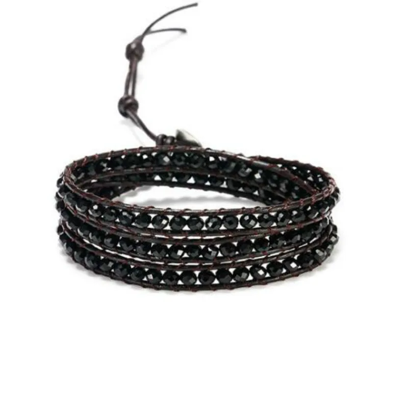 Женский многослойный браслет с бусинами 6 мм|Гибкие браслеты| |