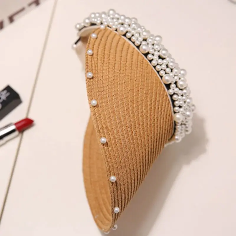 Женская летняя многослойная пляжная кепка с искусственным жемчугом пустой Топ