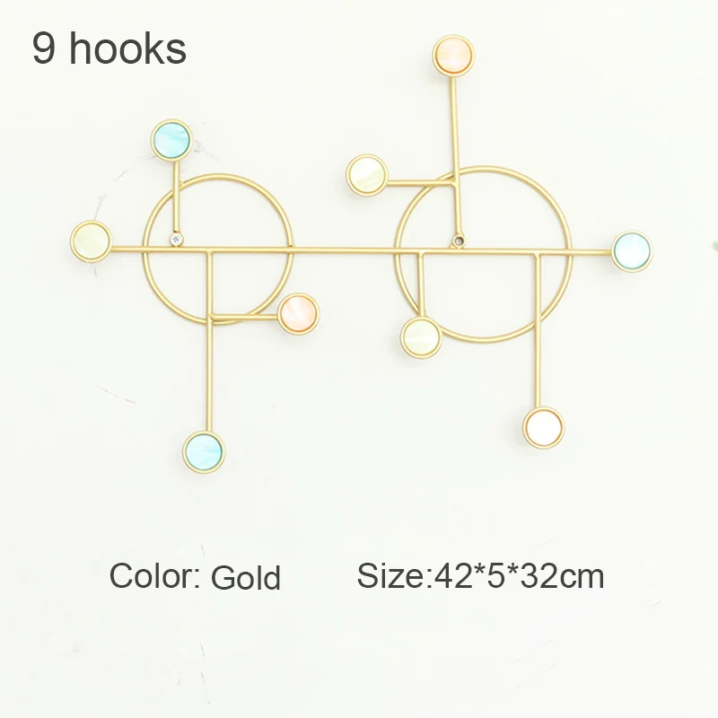 9 hooks Gold Настенная вешалка для пальто-стойка для хранения входного пути настенная вешалка для крючков и полотенец для курток, пальто, шапок и шарфов - Цвет: 9 hooks Gold