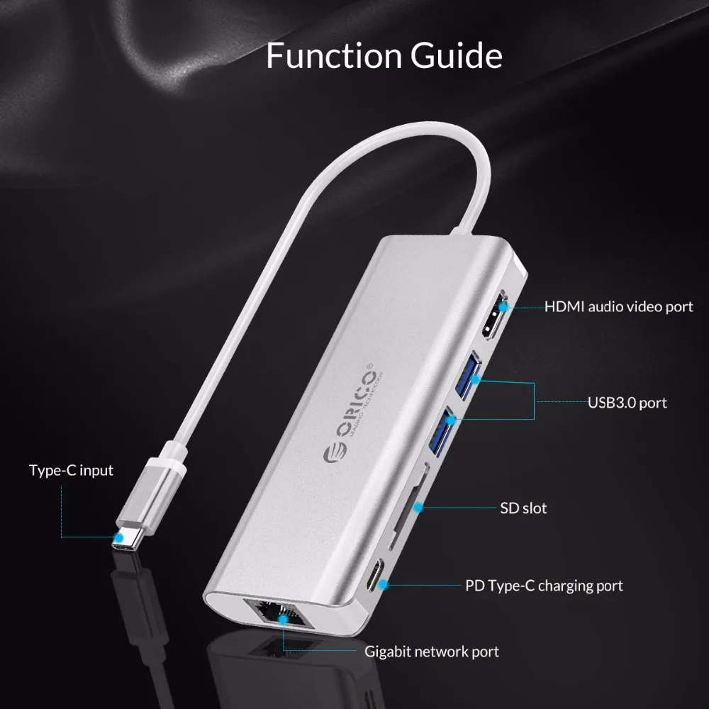 ORICO USB HUB C к HDMI 3 0 RJ45 SD Card Reader для MacBook Samsung Galaxy S9 S8 Note 8 Huawei Mate 10 P20 Type HUB|USB-хабы| |