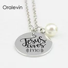 JESUS LOVES ME вдохновляющее ручное печатное ожерелье на заказ Подарочные ювелирные изделия, 10 шт.лот, # LN655