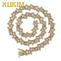 xukim jewelry 18kgold plating full iced out aaa cubic zirconia mens necklace chain hip hop jewelry gift party rapper jewelry