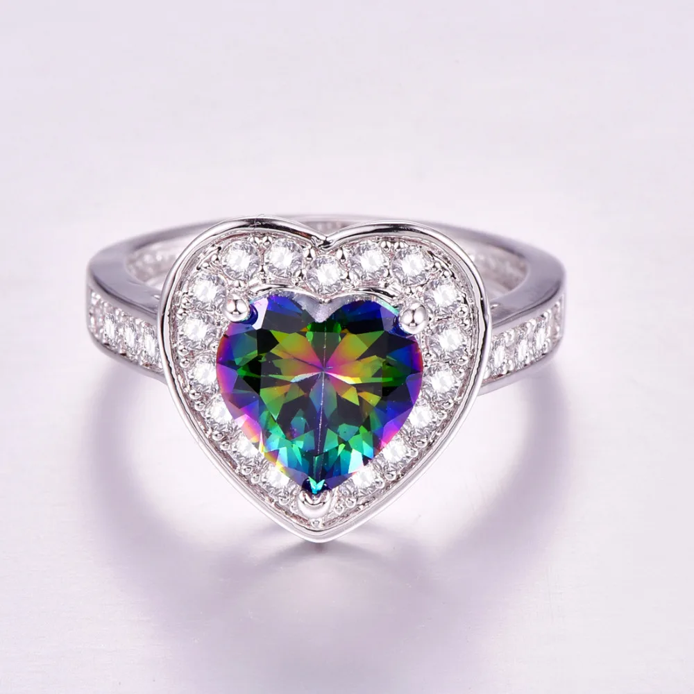Изысканный кольцо lingmei Heart Multi & Blue White CZ серебряного цвета Размер 6 7 8 9