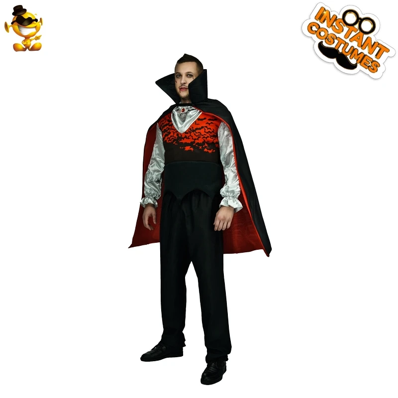 

Men Gothic Vampire Costume Halloween Fancy Dress Up Medieval Scary Vampire Prince Costume With Cloak For Adult Party Costumes