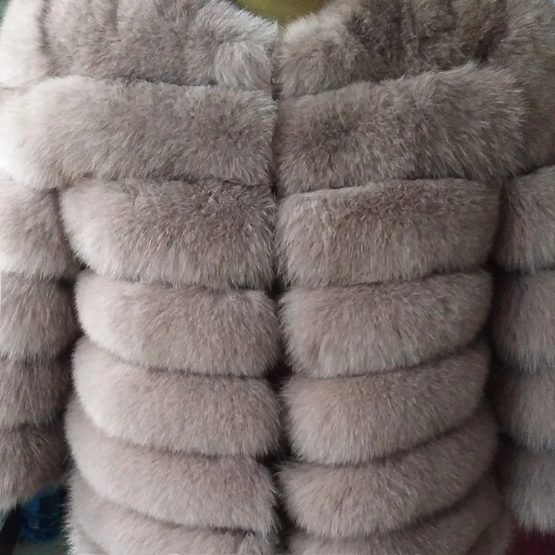 Light khaki Шуба из натурального Лисьего меха, Лисий жилет, натуральный длинный замшевый до колена, натуральный мех, куртка, меховая куртка, женские зимние теплые меховые пальто - Цвет: Light khaki
