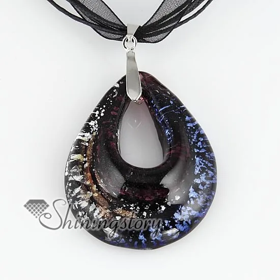 Каплевидная Блестящая серебряная фольга муранского стекла подвески для