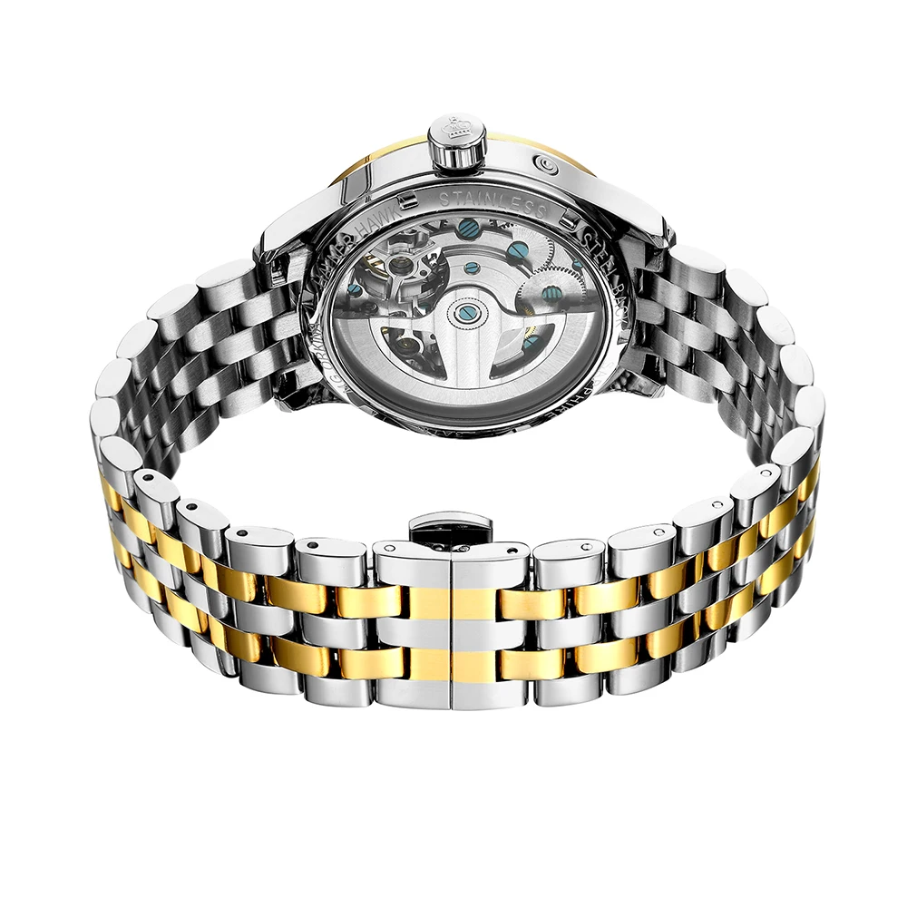 

Luxury ORKINA Brand Mechanical watches Men Self-wind full steel automatic Mechanical watches male fashion Dual Tourbillon watch