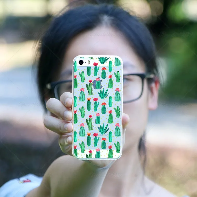 Ультратонкий Мягкий силиконовый растения кактус банан листья чехол для iPhone 5/5s/SE 4