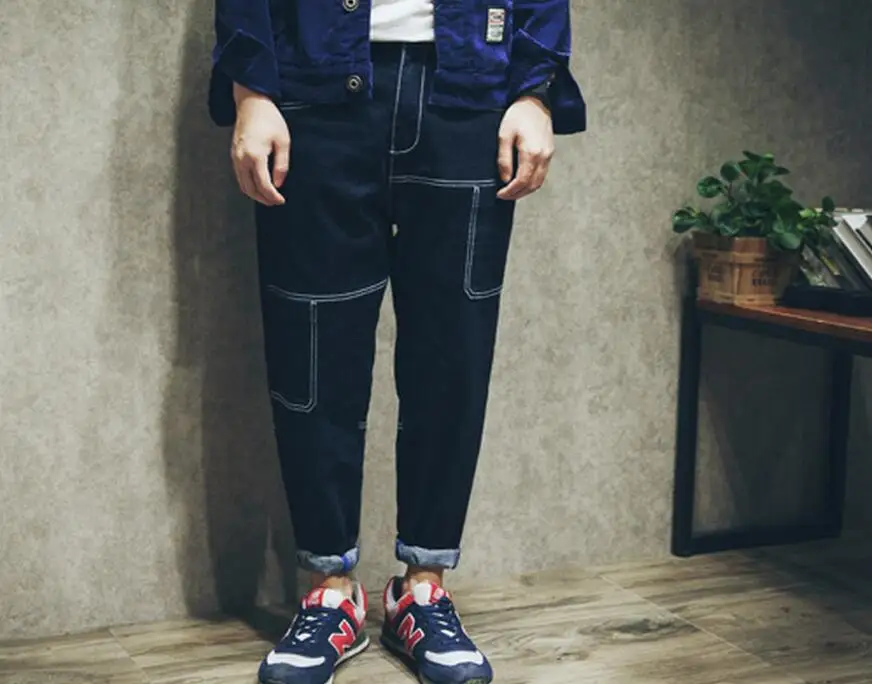 

29--42 HOT / Spring Men's New Fashion Loose Big Fork Pants Big Yards Little Cowboy Haroun Pants