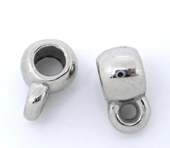 New Fashion 300PCs Smooth Cup Bail Beads 9x6mm Findings For Jewelry Making Silver Color Big Hole | Украшения и аксессуары