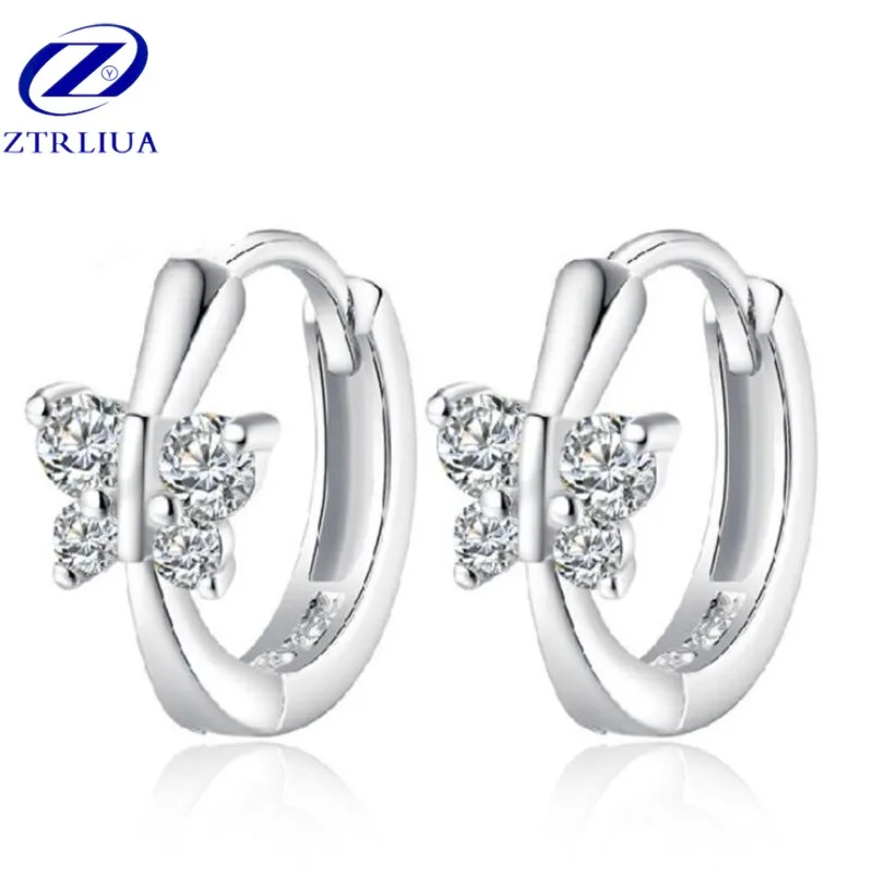 

Beautiful Personality 925 Sterling Silver Jewelry Fashion Butterfly Crystal Female Cute Gift Noble Dangle Earrings SE348