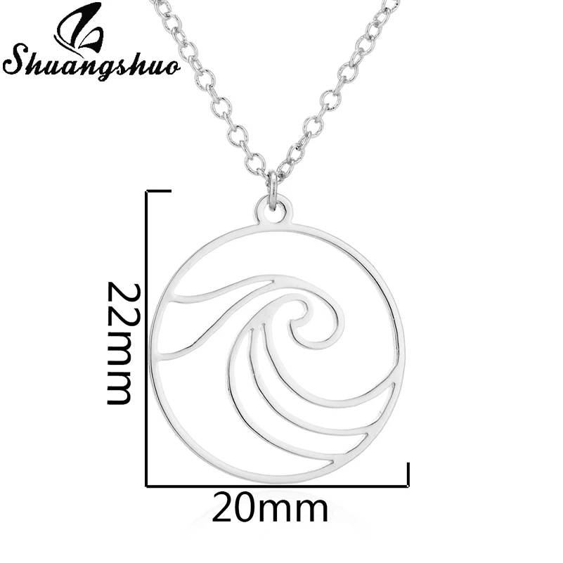 Shuangshuo Wave Pendant Necklaces For Women Stainless Steel Statement Necklace Long Chain Choker Fashion Jewelry collier femme | Украшения