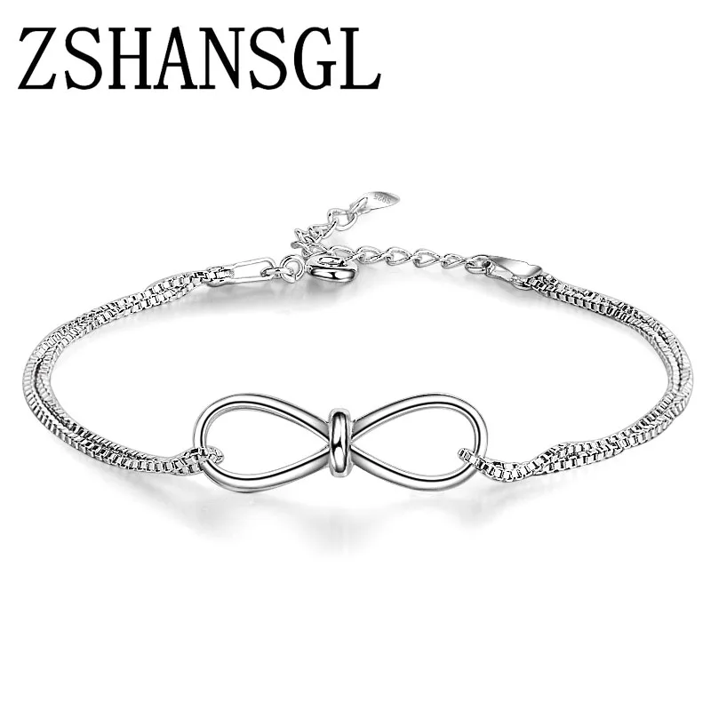 Новый многослойный женский серебряный браслет с надписью Initial Infinity Charm Love|Цепочки